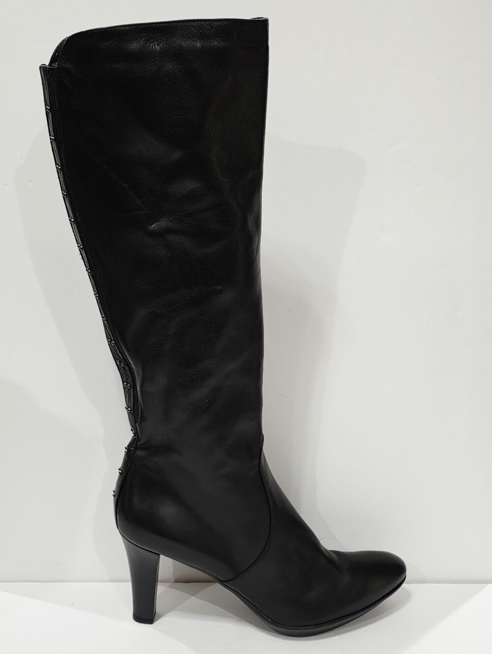 Aquatalia Marvin STUD Vera Gomma Leather Boot Knee High Tall Heel Zipper 11 New